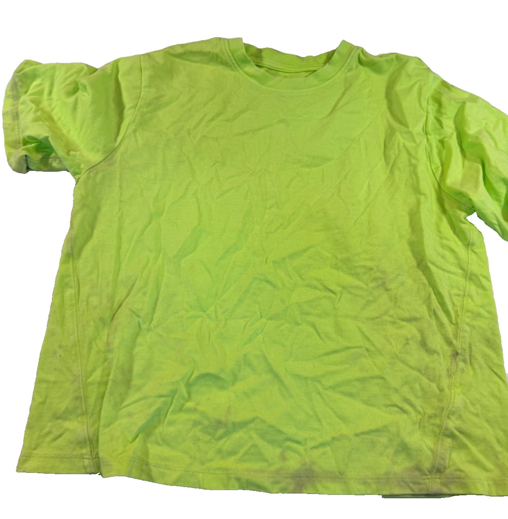 DSG Girls Short Sleeve Crew Neck T-Shirt Neon Pear Green Size Medium Flaw